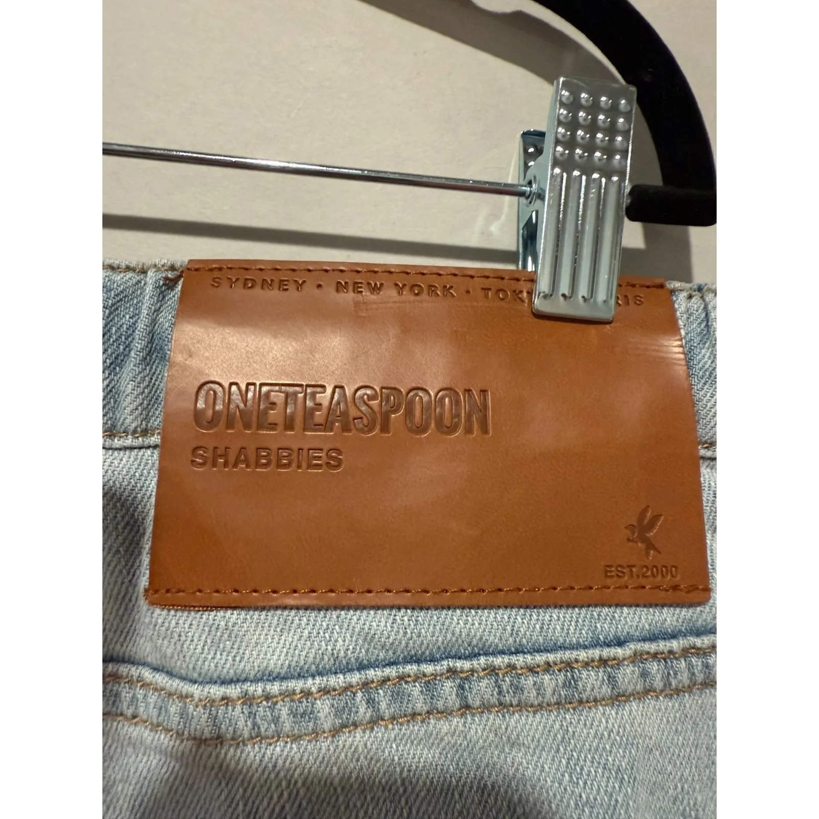 One Teaspoon Shabbies Jeans Women Sz L Drawstring Boyfriend Distressed Blue - Image 5