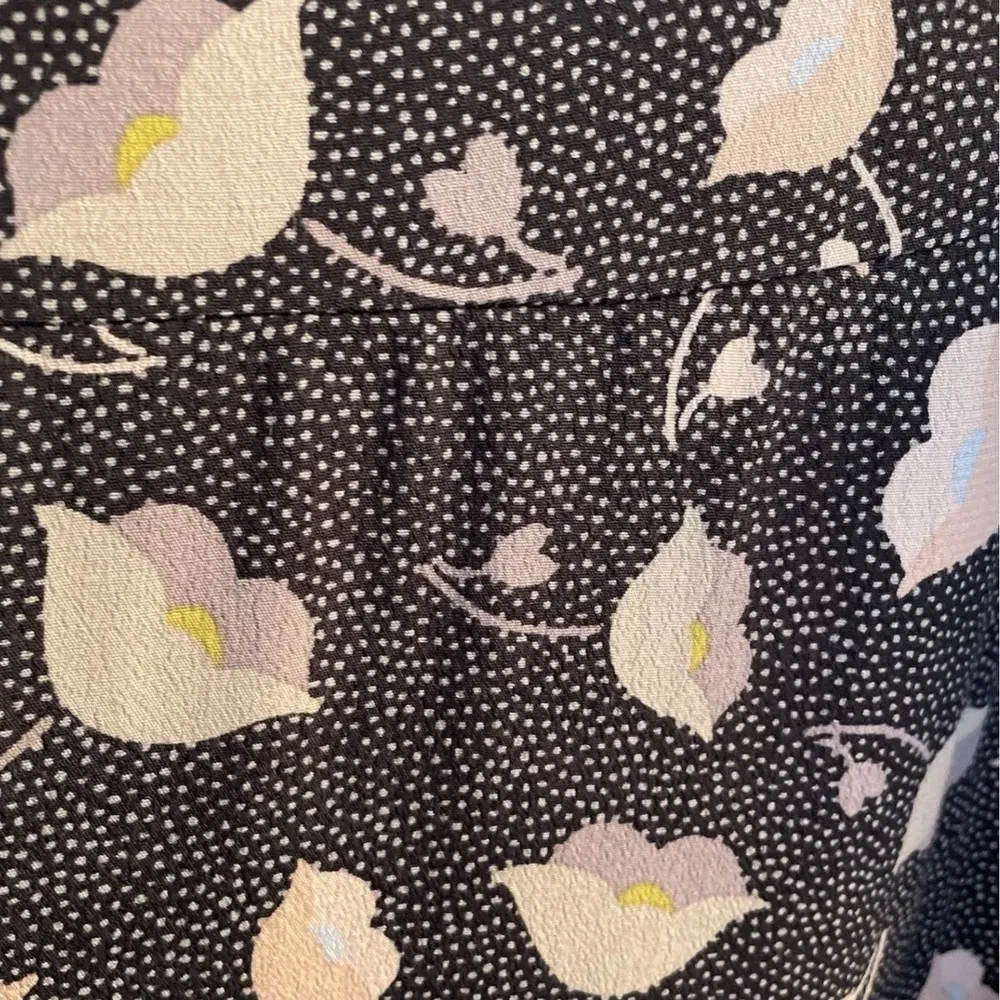 LOFT Black Floral A-Line Skirt Size 12 – Pink Cream Flower Print Midi - Image 2