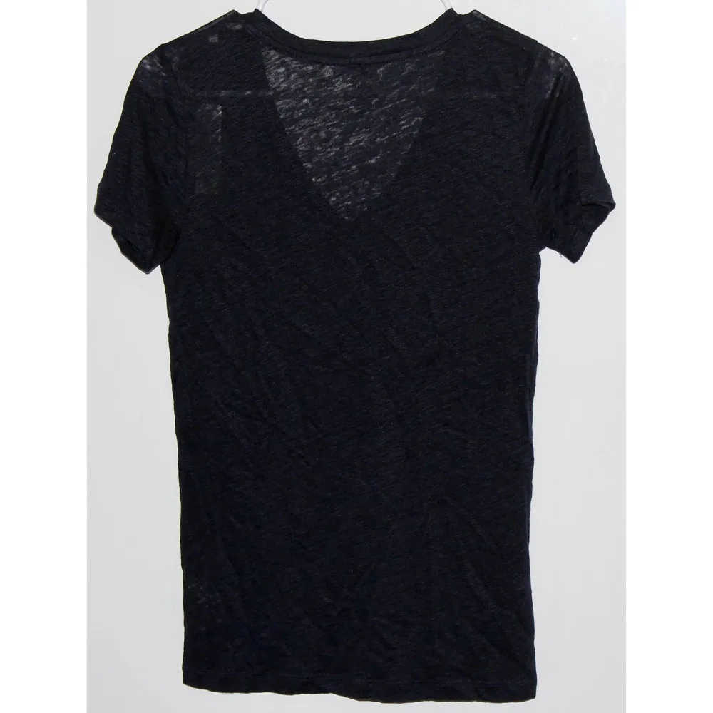 Women's J. Crew Navy Blue Linen Casual Short Sleeve V-Neck T-Shirt Size XS NWT - Image 2