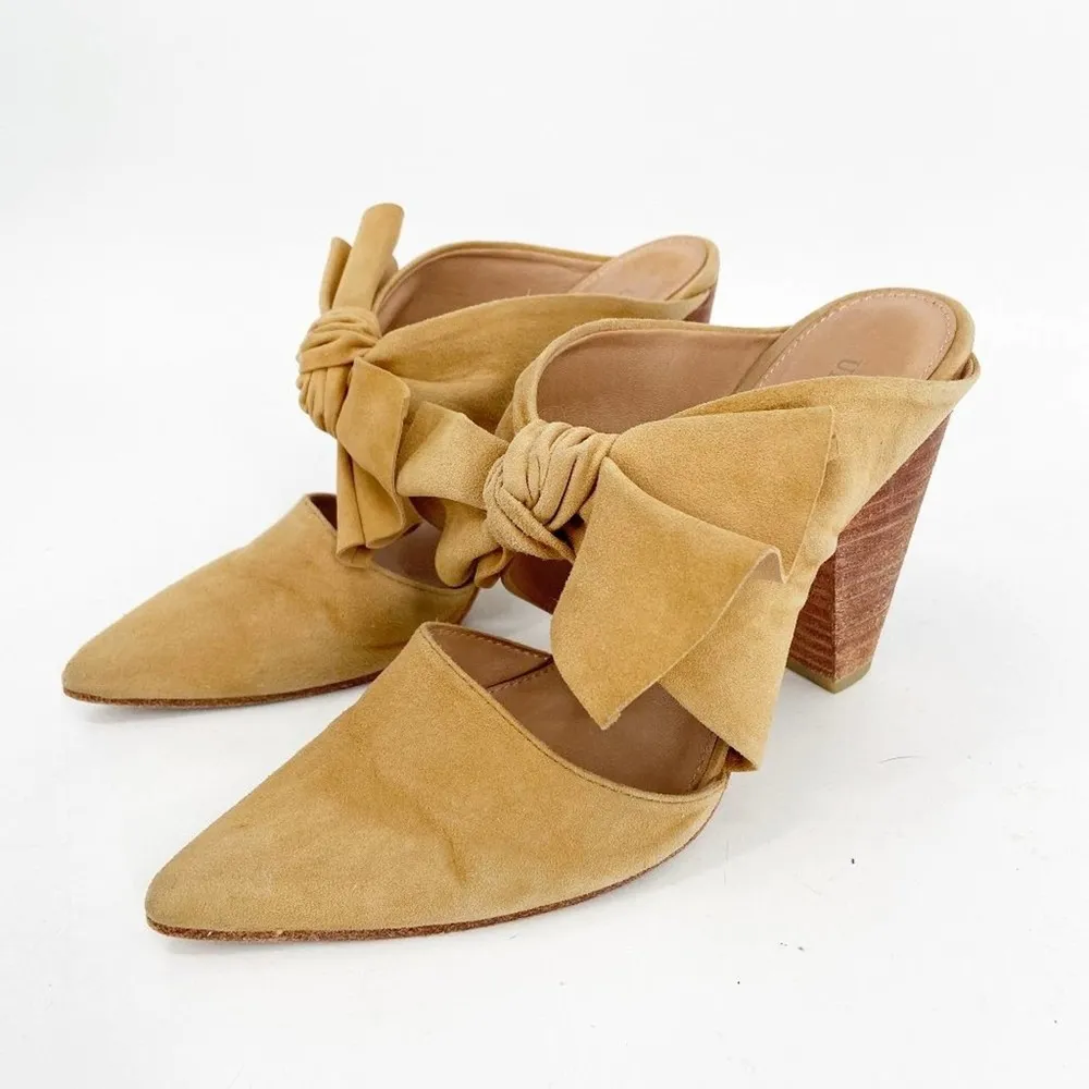 ULLA JOHNSON Lucia Tan Suede Bow Mules Heeled 36 - Image 28