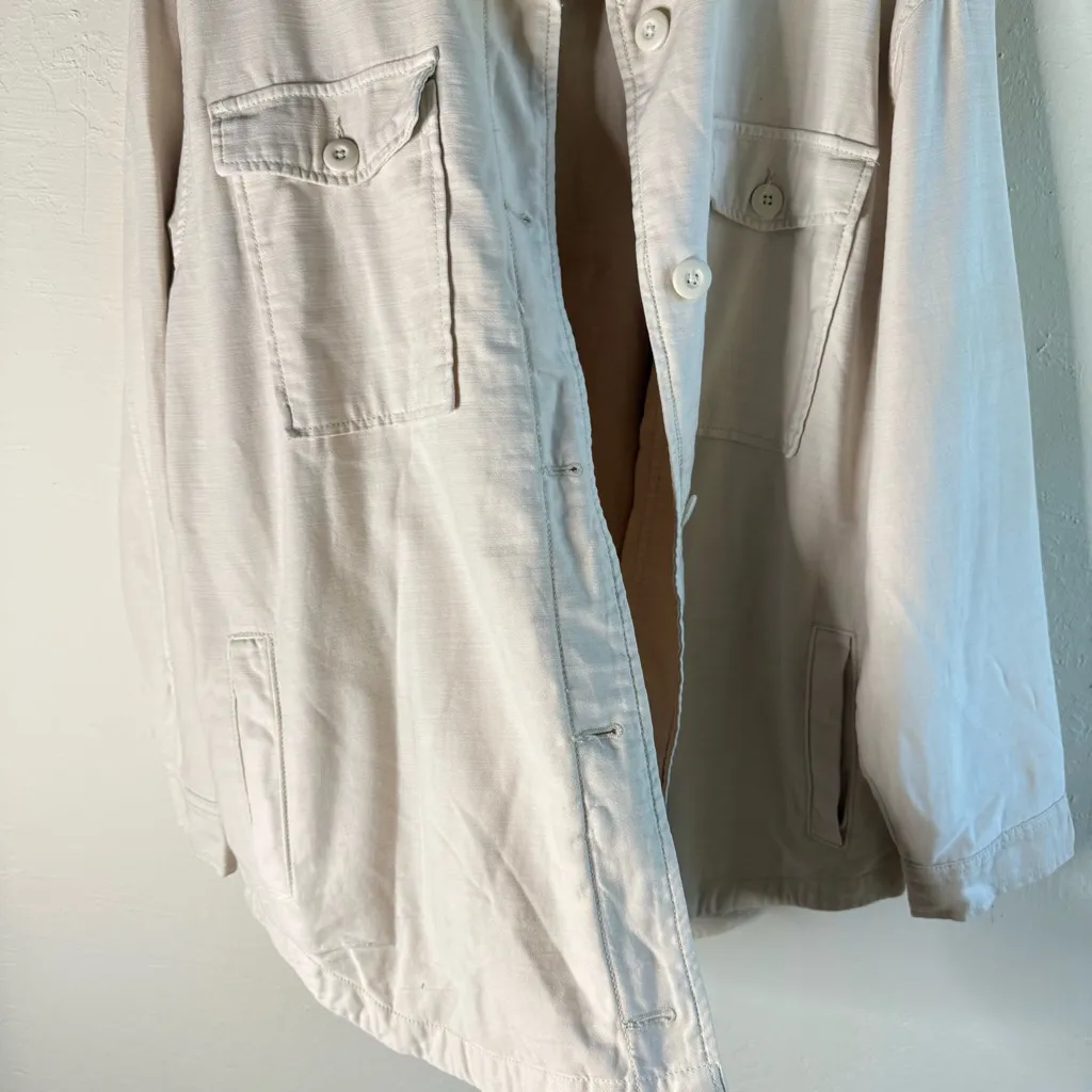 American Eagle Outfitters Cream Military Shacket Shirt Jacket Size XL NWT - Image 3
