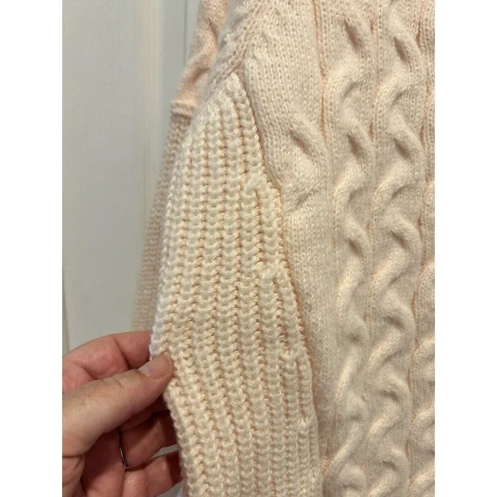 Petal Dew Relaxed Fit Cream‎ Cable Knit Sweater Size Large - Image 3