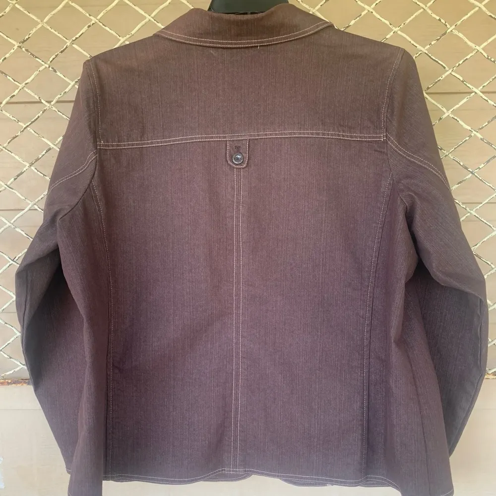 Denim & Company Brown Denim Blazer 1187 Size 1X - Image 6