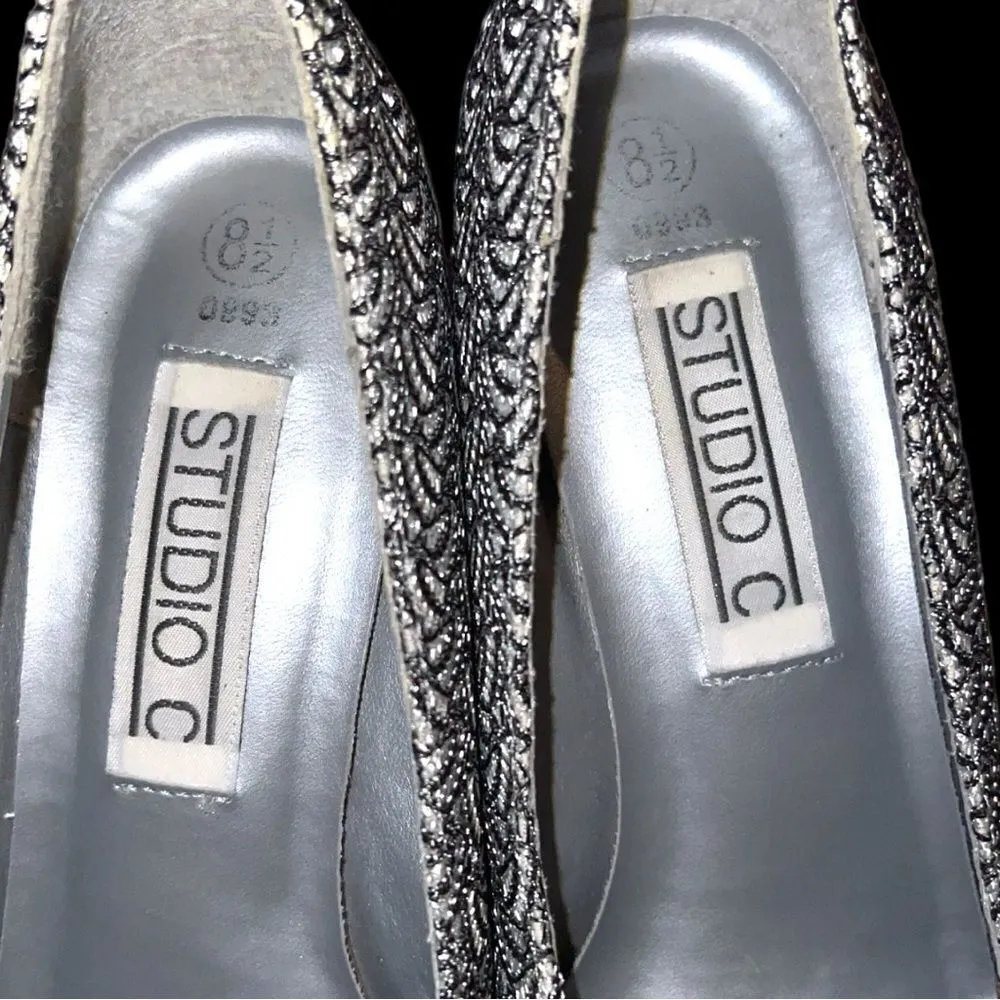 Studio c gorgeous silver and black elegant design sparkling heels! Size 8.5 - Image 7