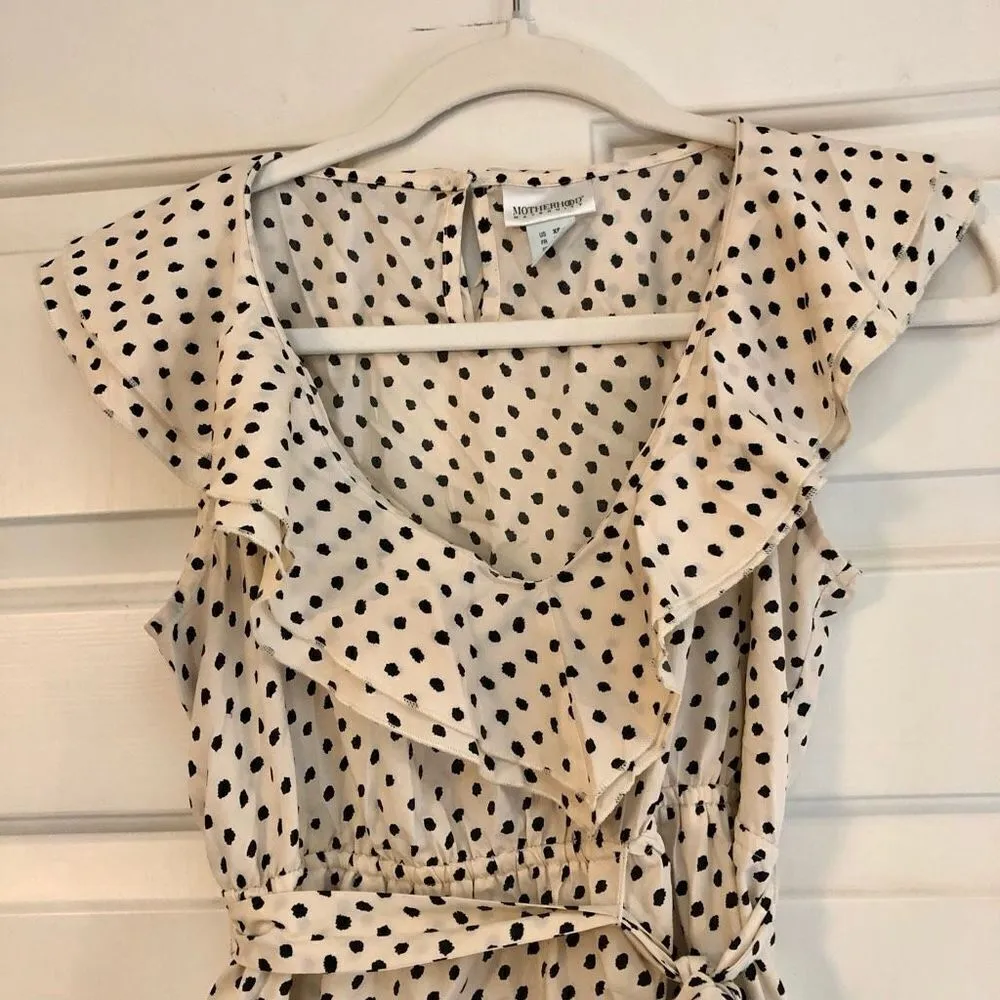 Motherhood Maternity Cream With Black Dots Blouse Waist Belt - Image 2