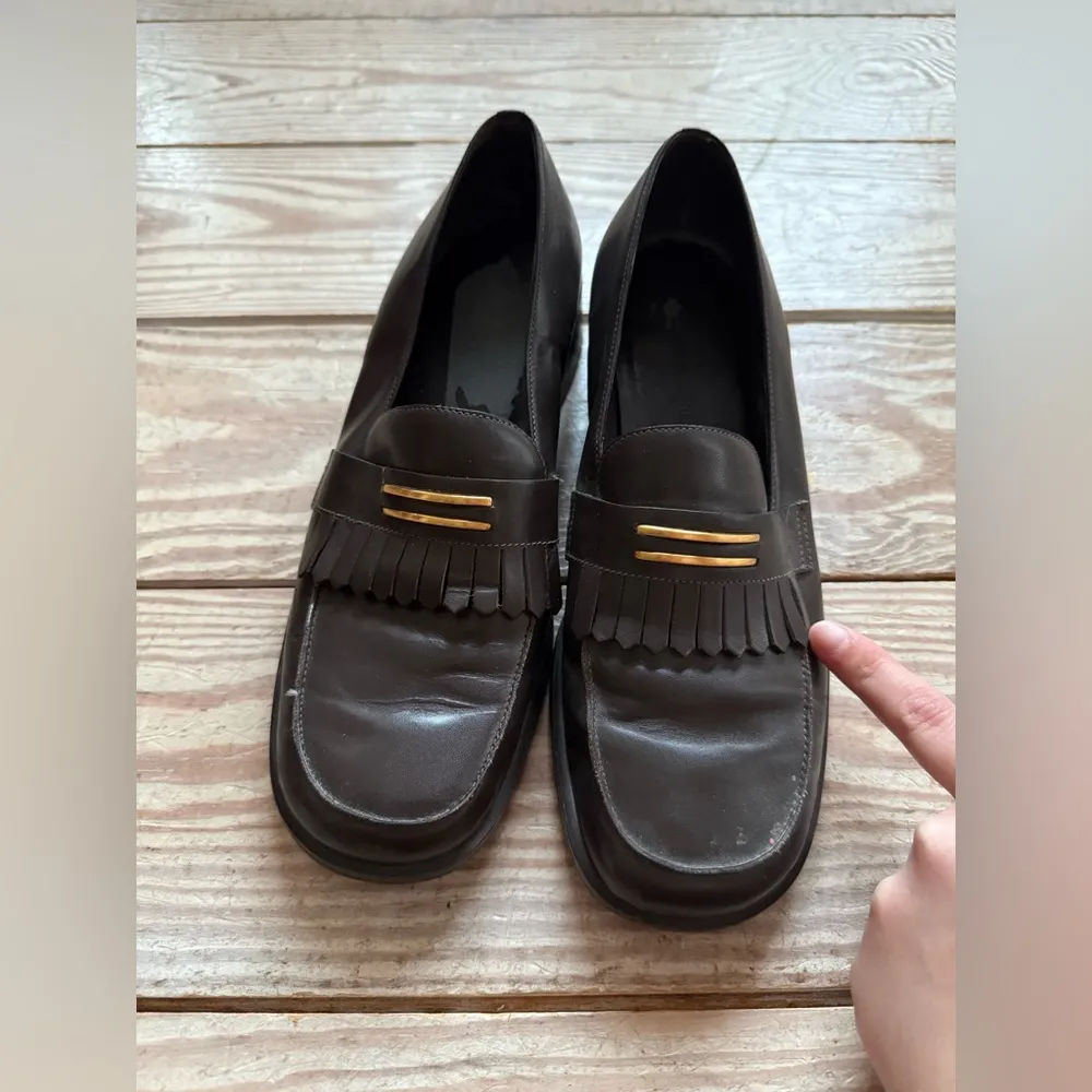 Etienne Aigner Loafers with Gold Accents size 7.5 - see pics for wear - Image 2