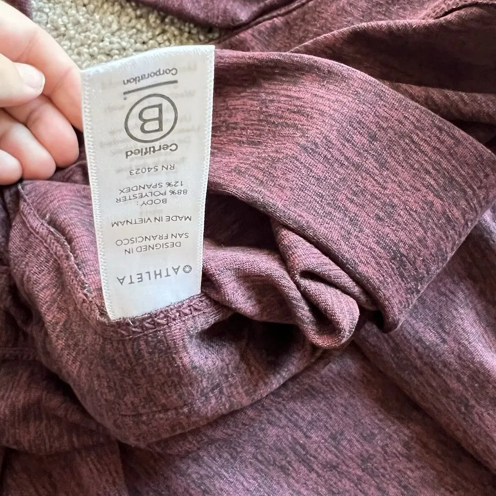 Athleta Womens XS Uptempo Hoodie Drawstring Red Maple Cowl Neck Round Hem - Image 7