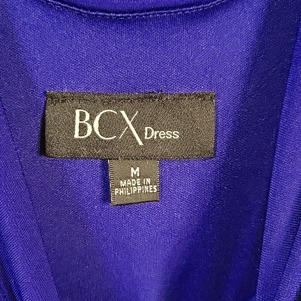 BCX Violet Sleeveless ruched mini dress Sequin Shoulder Size M - Image 3