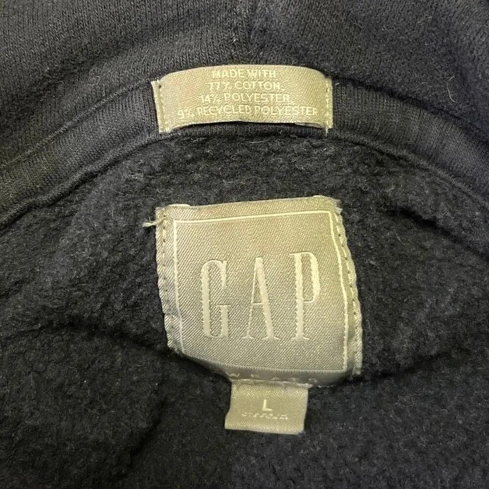 Gap Women's Blue Fleece Long Sleeve Pocket Hoodie Hooded Sweatshirt Top Size L - Image 3