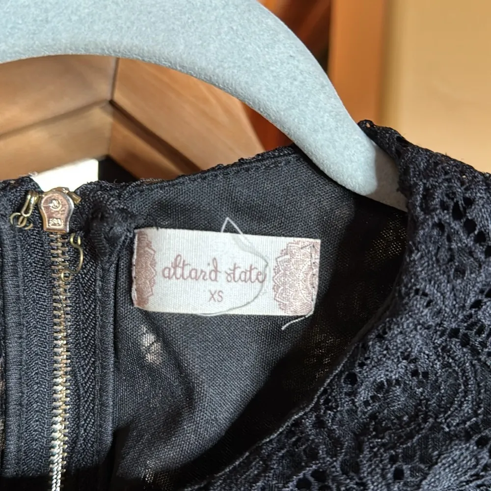 Altar'd State Black Lace Fit and Flare Long Sleeve Skater Dress Size XS - Image 7