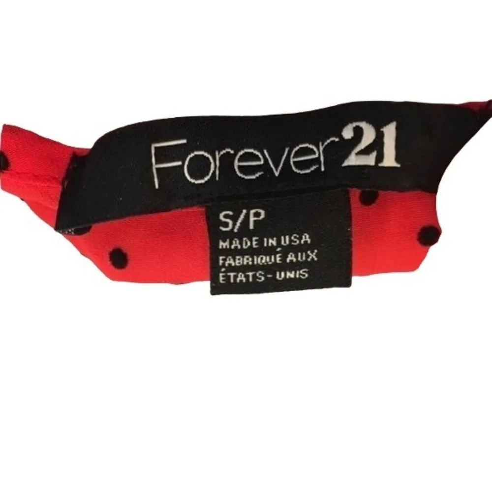 FOREVER21 Women's Top Red Peplum Sleeveless Blouse Ruffle polka dots S - Image 7