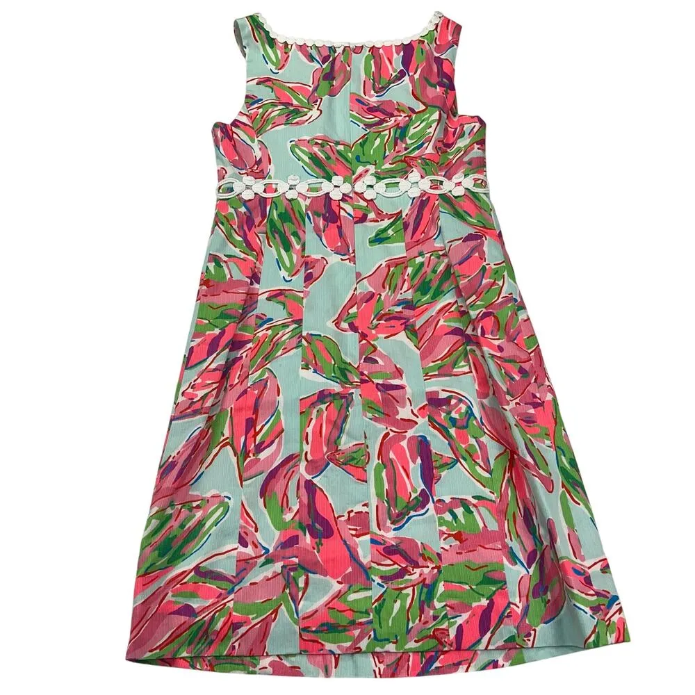 Lilly Pulitzer Rosie Shift Dress In The Vias Print 100% Cotton Sleeveless Size 0 - Image 12