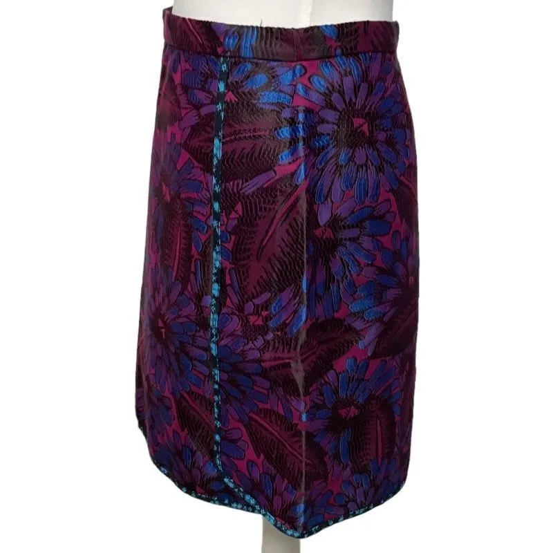 J. Crew Floral Jacquard Mini Skirt Size 4‎ Purple Midnight Embroidered NWT - Image 6
