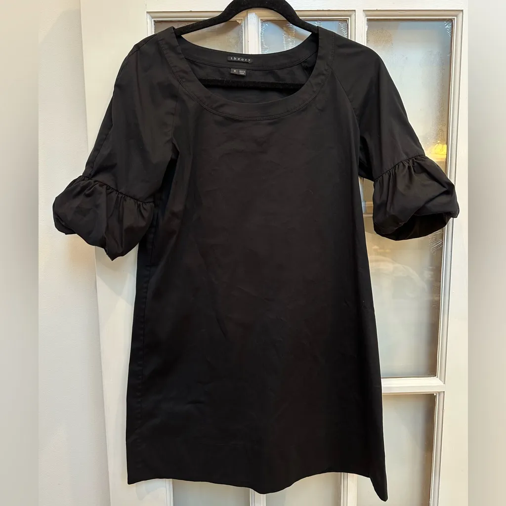 Theory Classic Minimalist Puff Sleeve Modern Contemporary Black Dress Size 4 S - Image 8