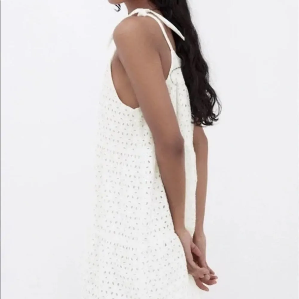 ZARA White Eyelet Strapless Embroidered Dress SZ S‎ cottage - Image 2