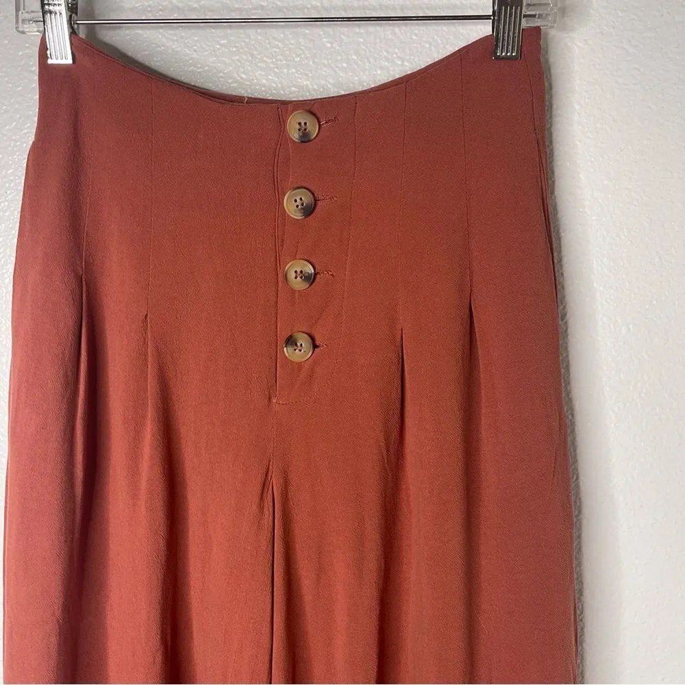 Fashion On Earth Small Boho Burnt Orange Cropped Wide Leg Pants - Image 4