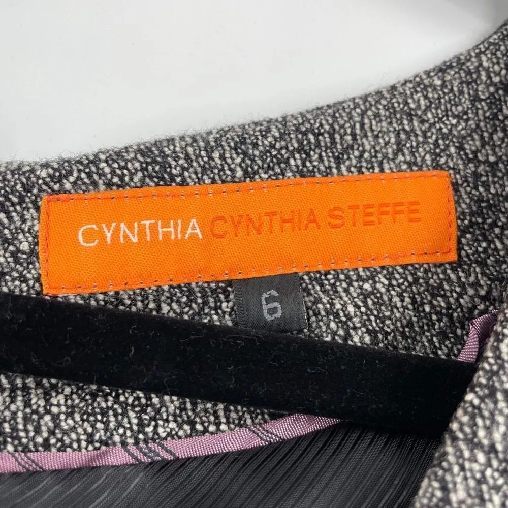 Cynthia Steffe Women's Wool Blend Lined Pleated Midi Dress Gray Black Size 6 - Image 7