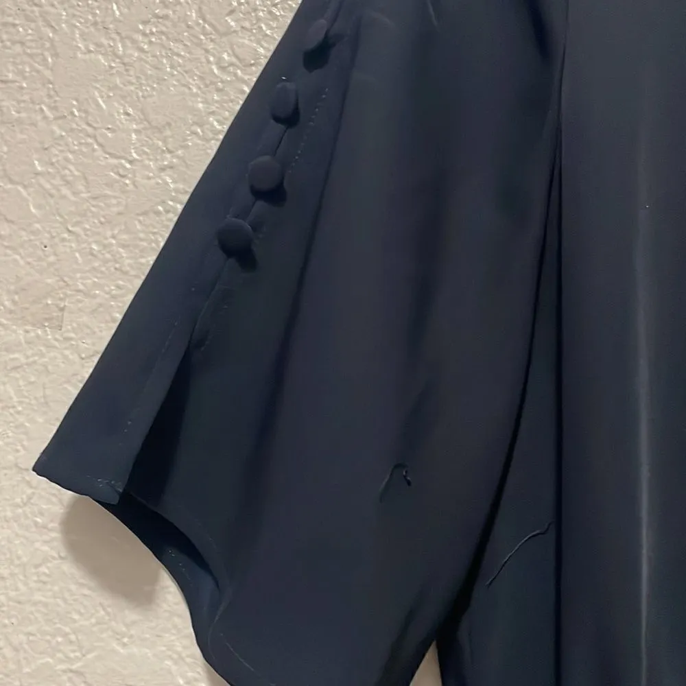 Zara Jumpsuit‎ With Drawstring and Button Detail Navy Blue Size Small - Image 9