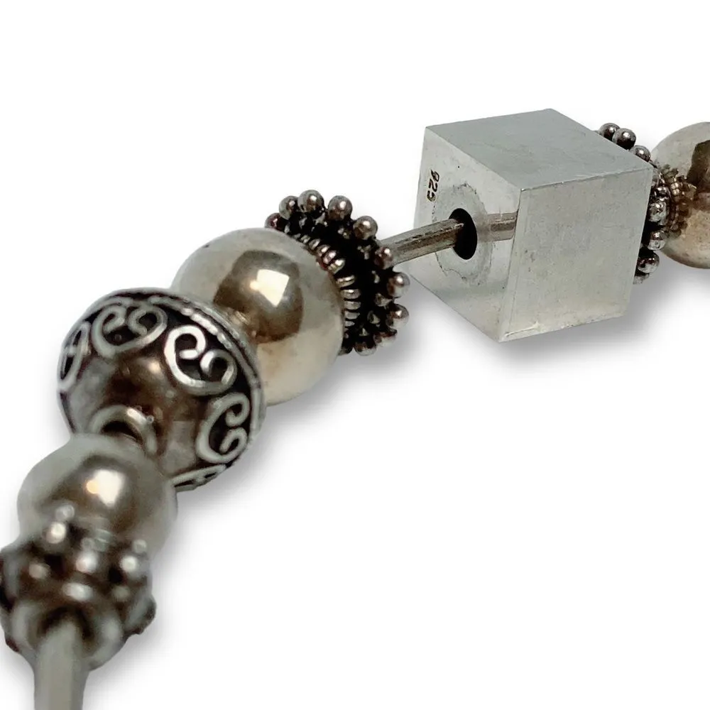 Mexican 925 Solid Sterling Silver Collar Like Chocker Necklace with Charms - Image 5