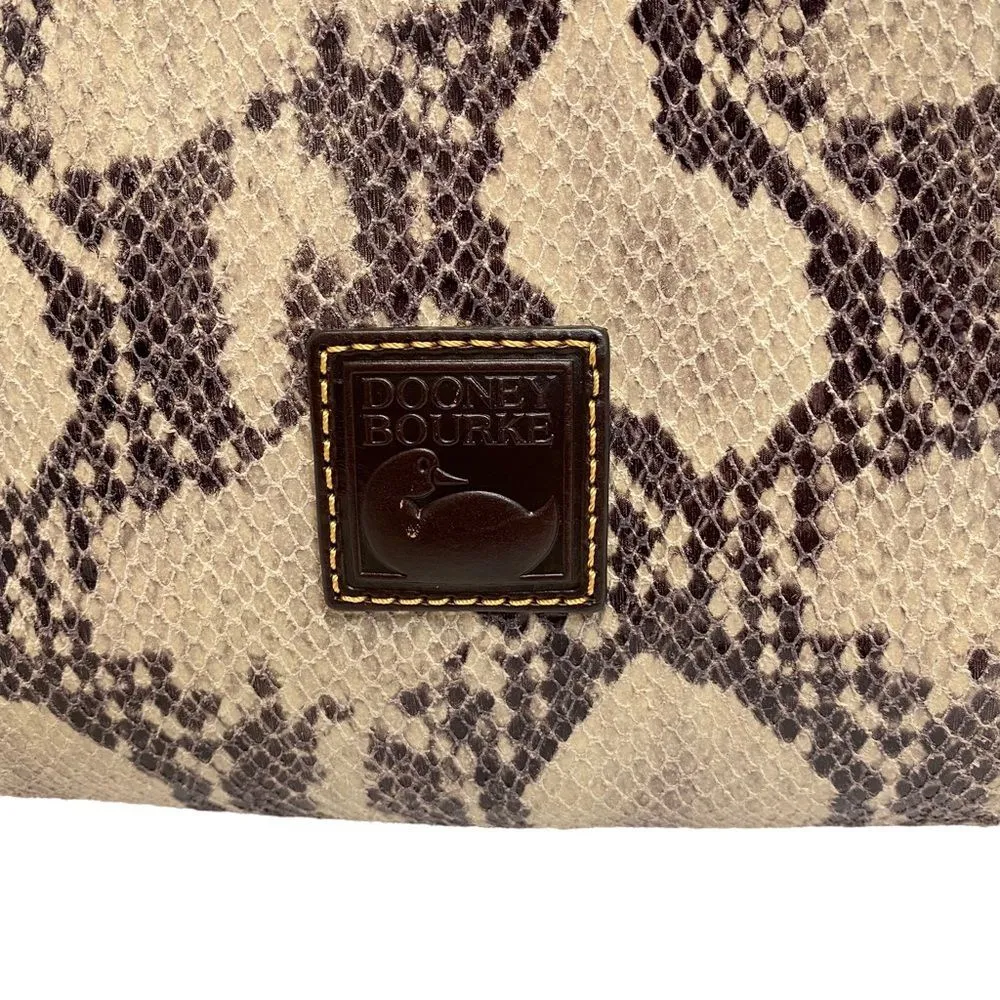 Dooney & Bourke Brown Leather Snake Skin printed Large Hobo Shoulder Bag - Image 4