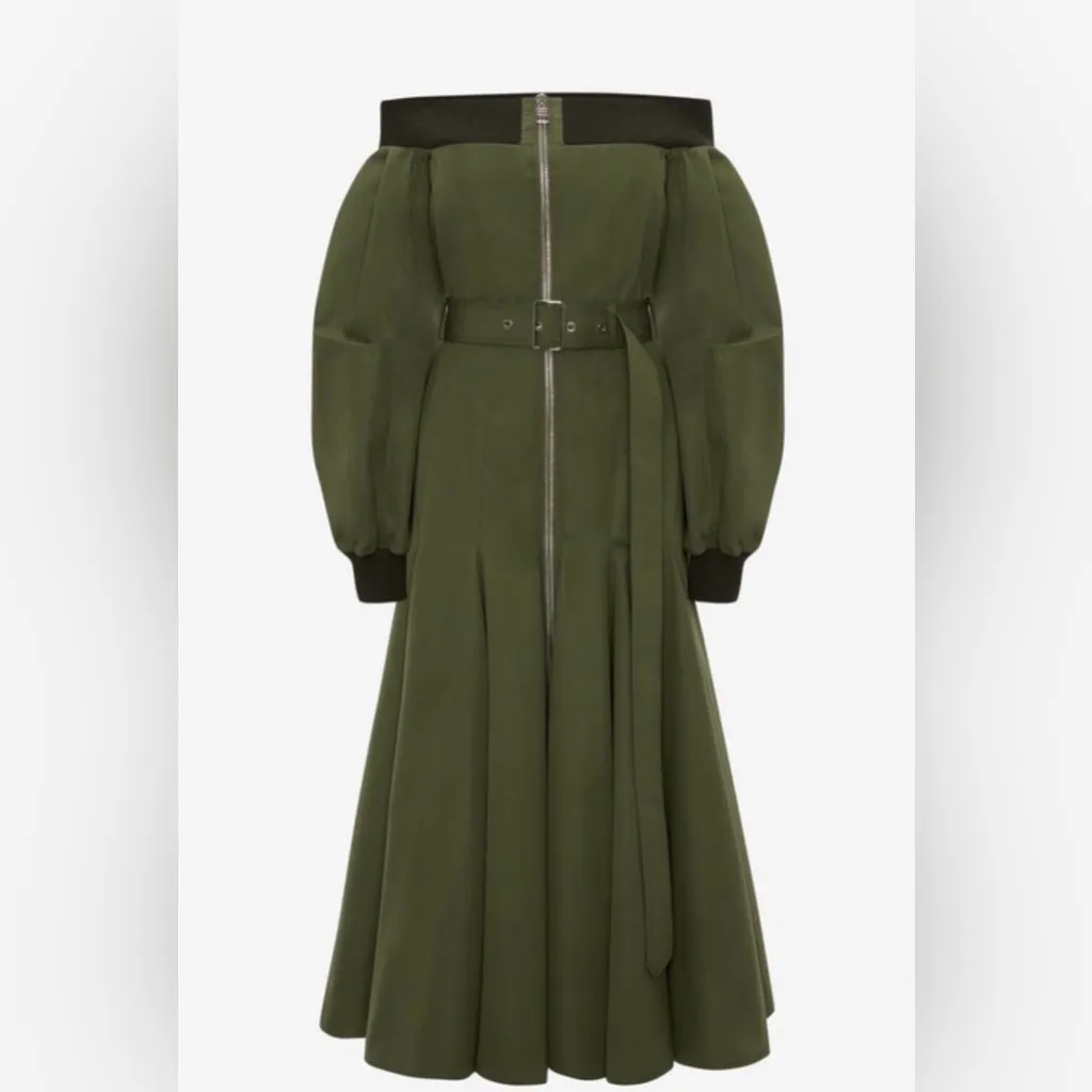 NWT Alexander McQueen Off The Shoulder Godet Dress in Green Size38/US0 - Image 3