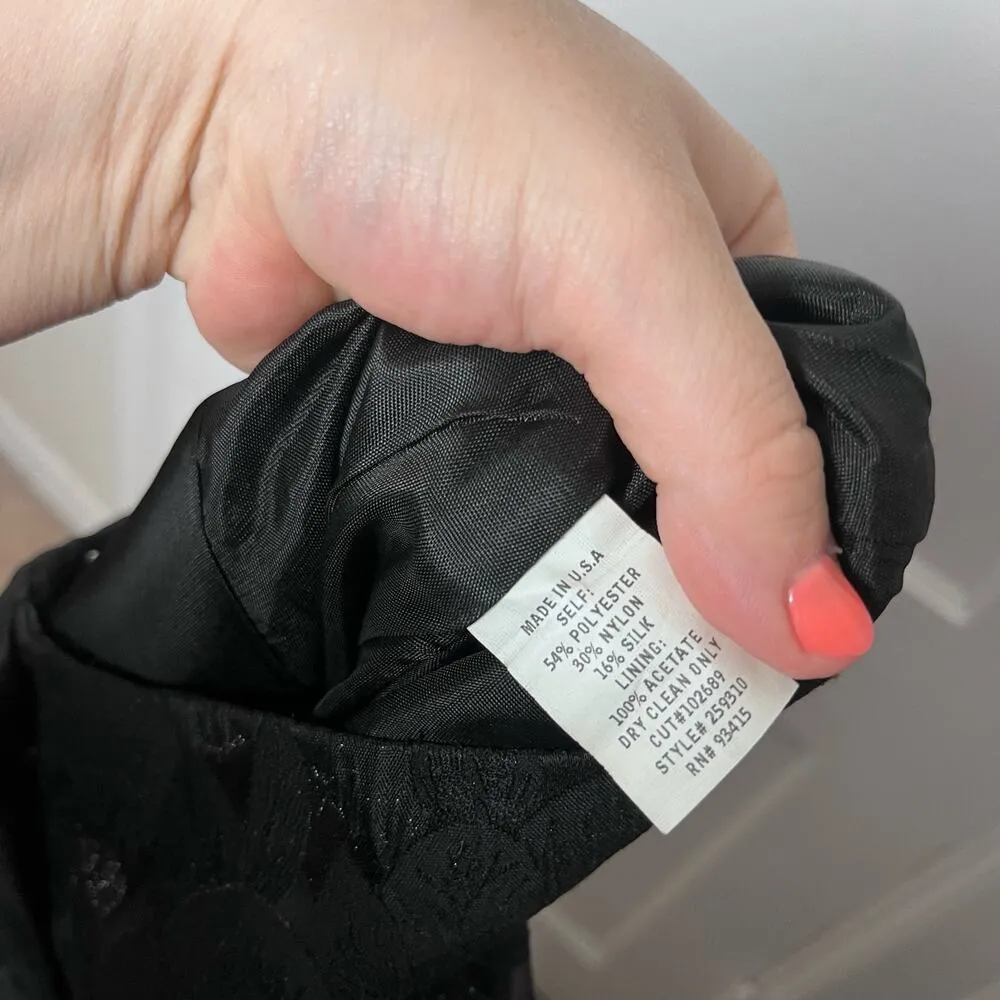 Vintage Trina Turk Black Silk Blend Cropped Wide Leg Jacquard Pants Size 4 - Image 6