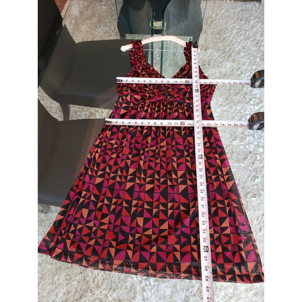 APT.9 Flared Dress Women Large Multi Geometric Print Pleated Skirt Surplice Neck - Image 8