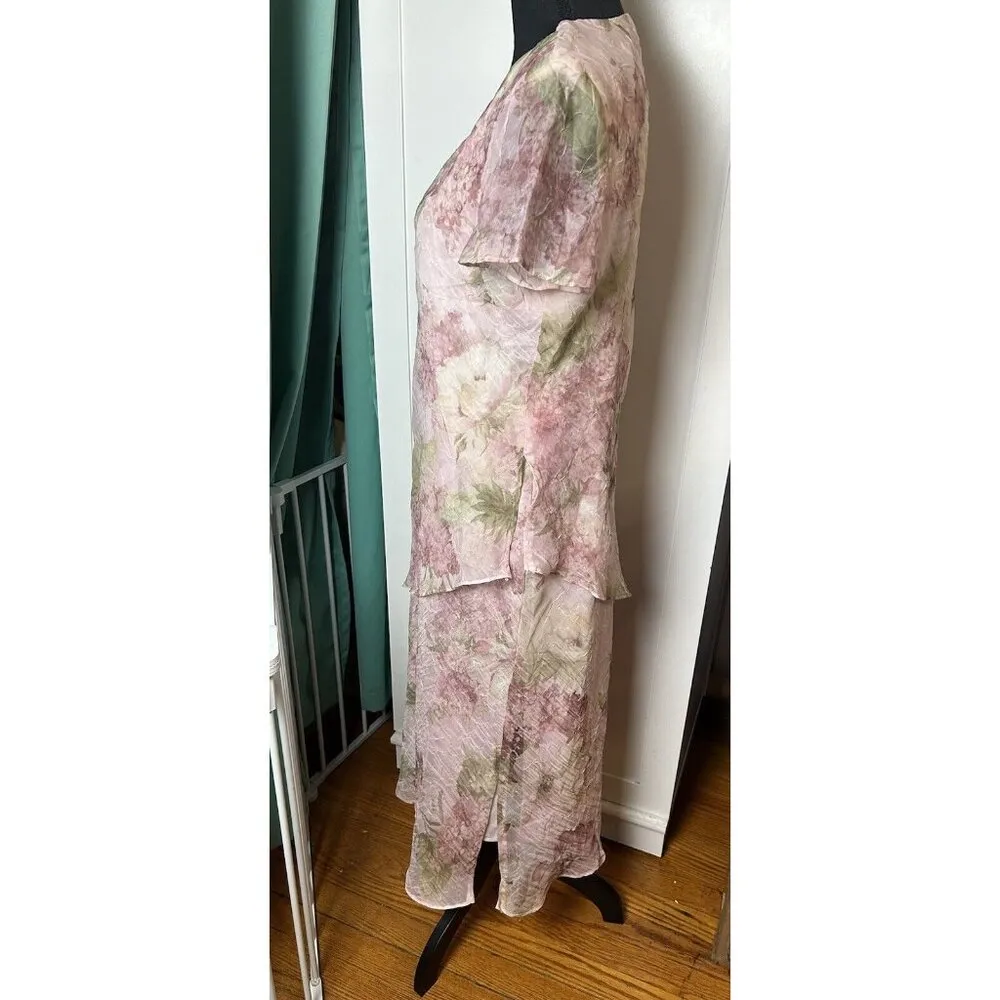 Miss Dorby Women's Short Sleeve Cottagecore Fairycore Floral‎ Maxi Dress Sz 12P Pink - Image 13