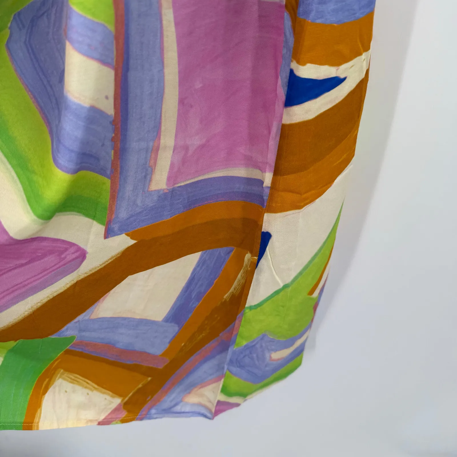 Self Contrast Camila Dress Size Medium NWT Midi Slip Artsy Abstract Satin Brush Blue - Image 13