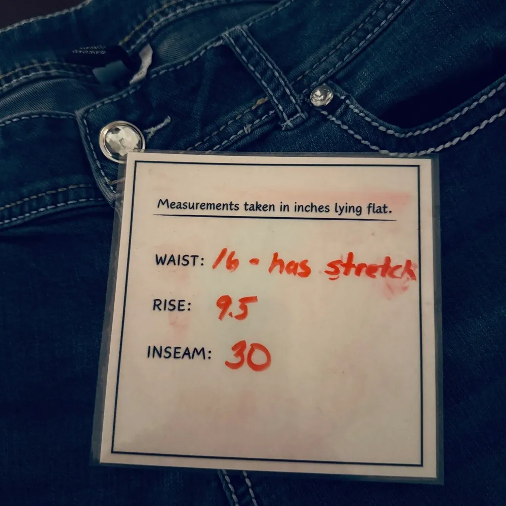 Maurices Embellished Bootcut Jeans Rhinestone Pockets Denim Blue Size 12 - Image 4