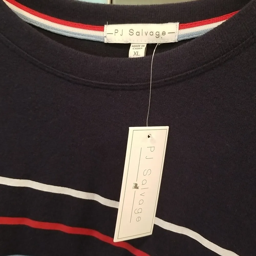💕PJ SALVAGE💕 Long Sleeve Pajama Top Navy Blue Striped Loungewear XL NWT - Image 10