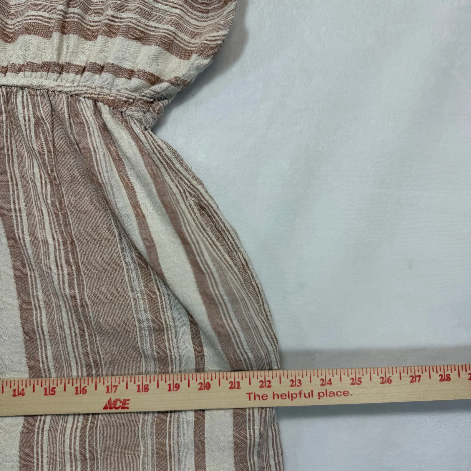 World Market Medium Misha Ivory & Terracotta Stripe Jumpsuit Beach Maxi Wide Leg White - Image 9