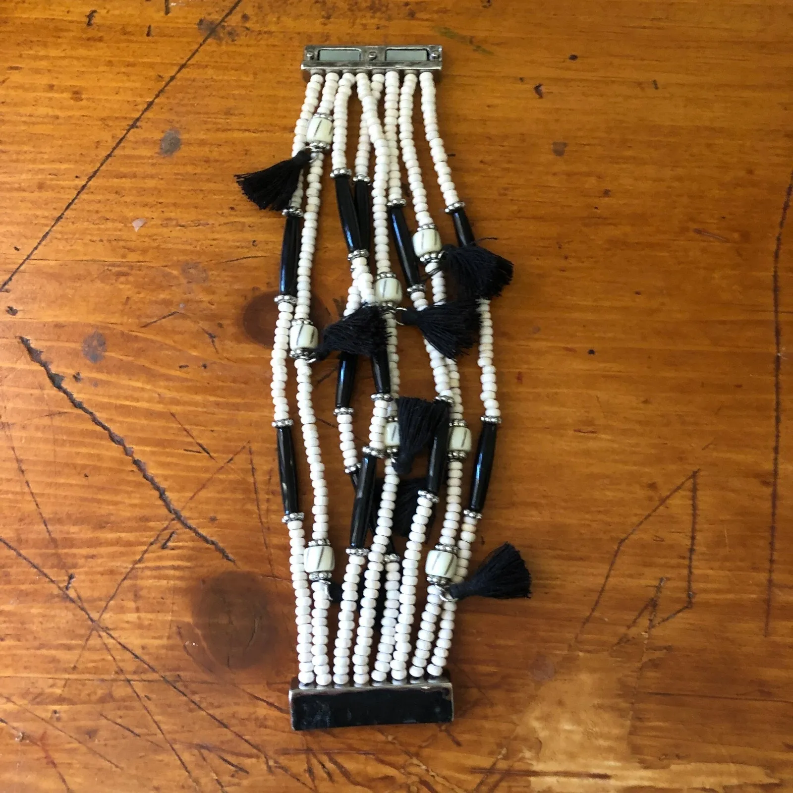 Chico's 2 Piece Beaded Fringe Set Earrings And Multi-Strand Magnetic Bracelet - Image 8