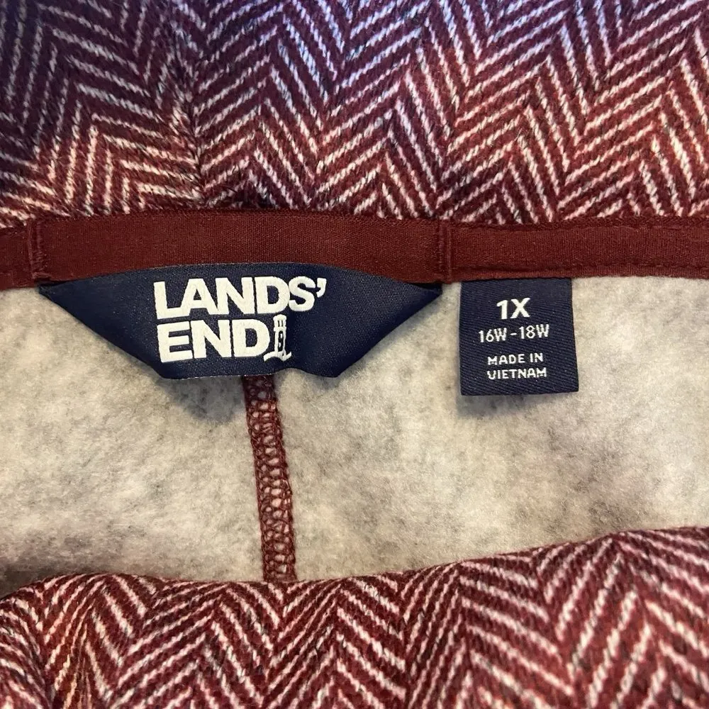 Lands' End Cowlneck Fleece Tunic Sweater Women's‎ 1X Herringbone Cozy Sweatshirt - Image 7