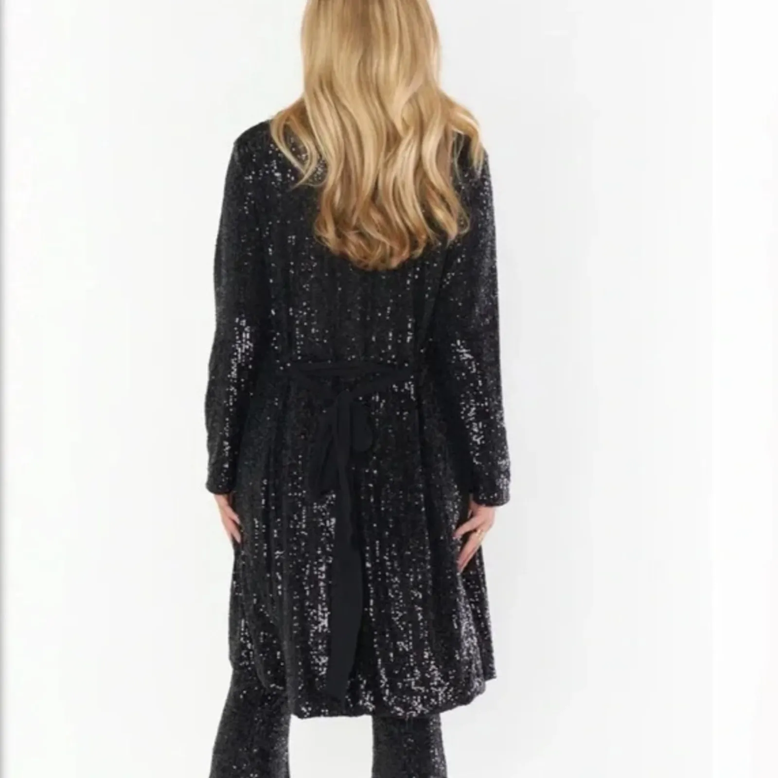 Show Me Your Mumu Sequins Encore Kimono Black‎ Midnight Glitz  Wrap Dress NWT XS - Image 2