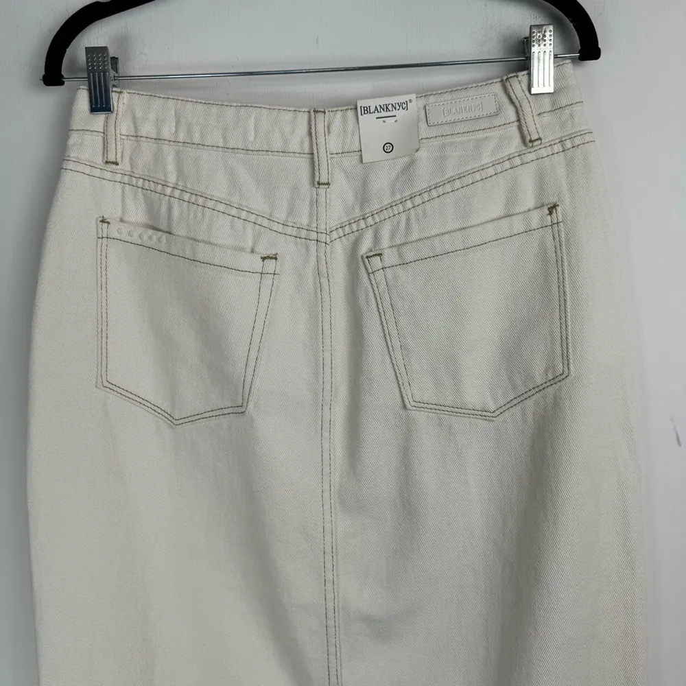 NWT Blank NYC Denim Maxi Slit Skirt Sz 27 Ecru Off White - Image 14
