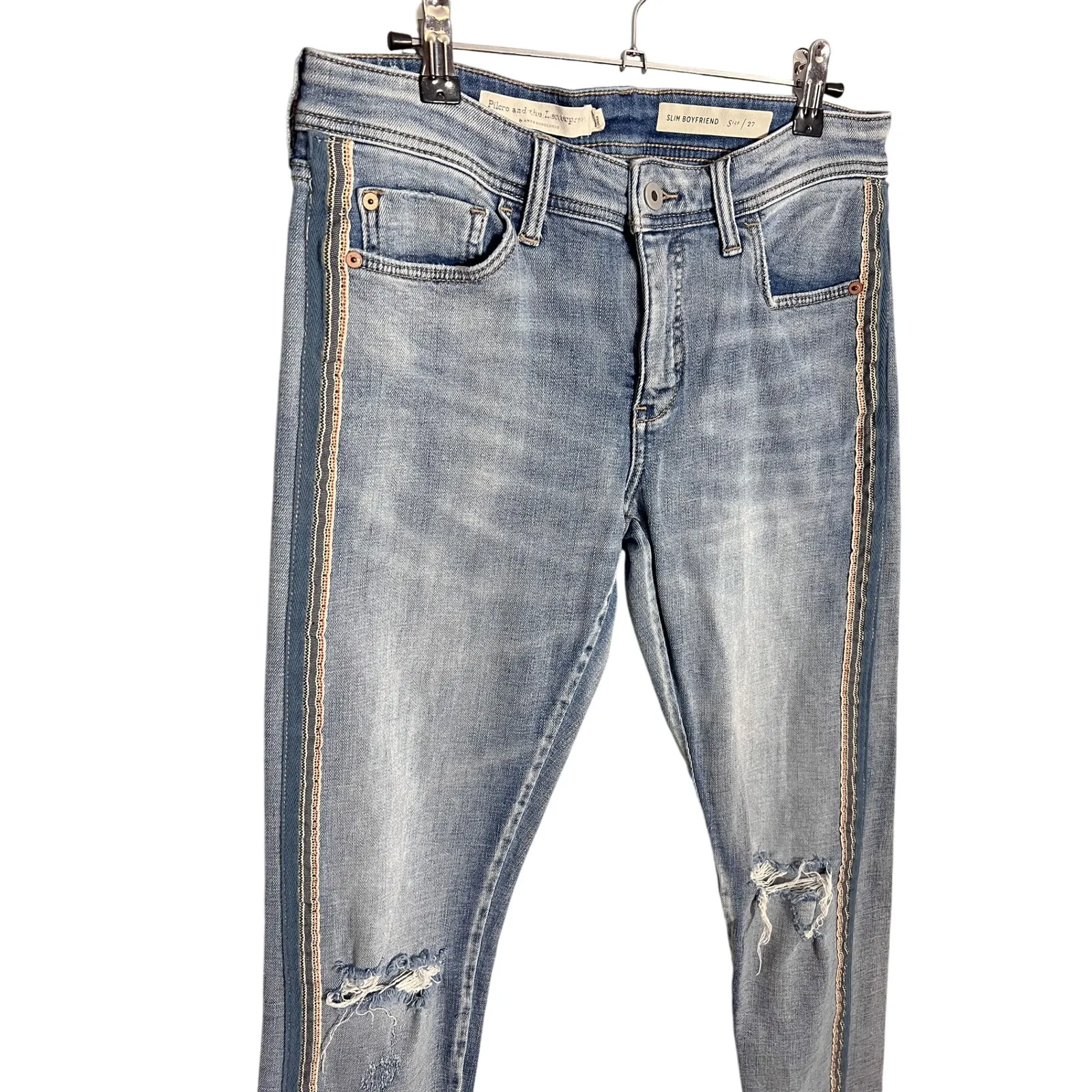 Anthropologie Pilcro Side Stripe Mid-Rise Slim Boyfriend Jeans Size 27 - Image 7