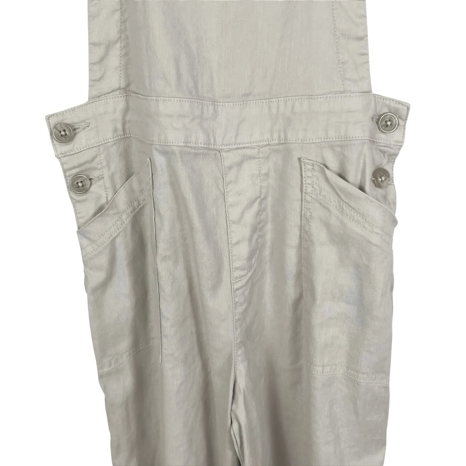 Evereve Beth Wide Leg Linen Blend Overalls in Barely Beige Size 26 - Image 6