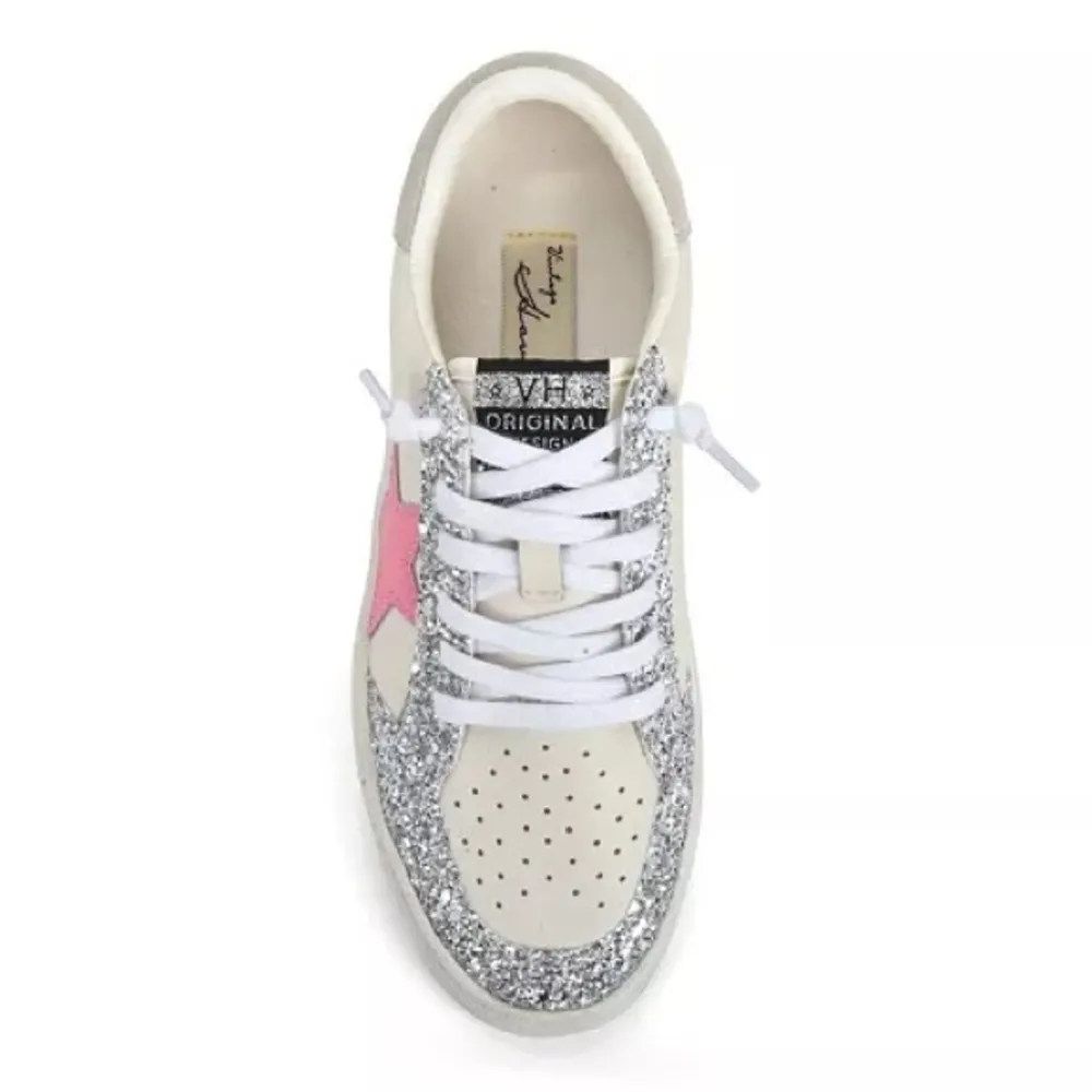 Vintage Havana Lolita Glitter Silver and Pink Star Sneakers - Image 2