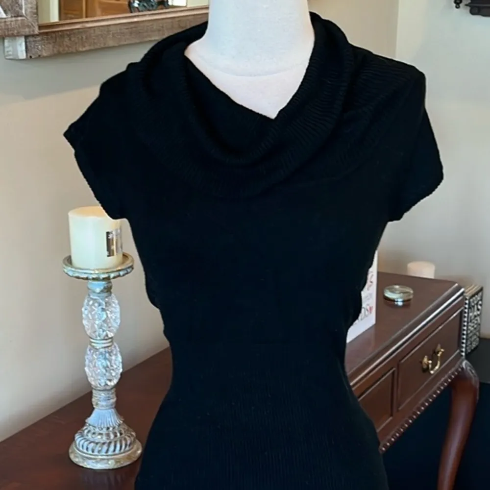 Black Cowl Drape Neck Comfy Sweater - Image 5