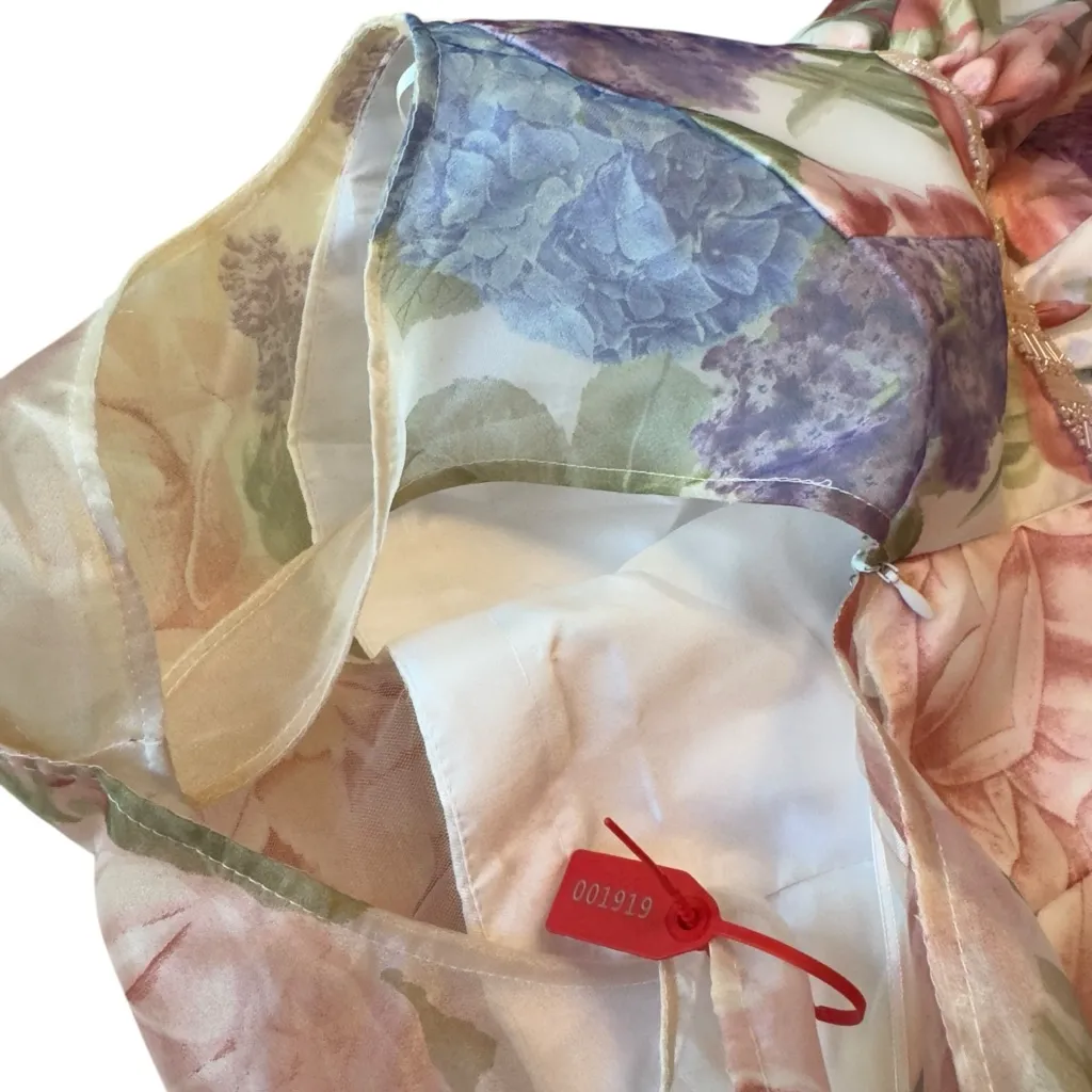 Carmen Marc Valvo Infusion Floral Midi Dress Size 4 Summer Wedding Guest in EUC - Image 15