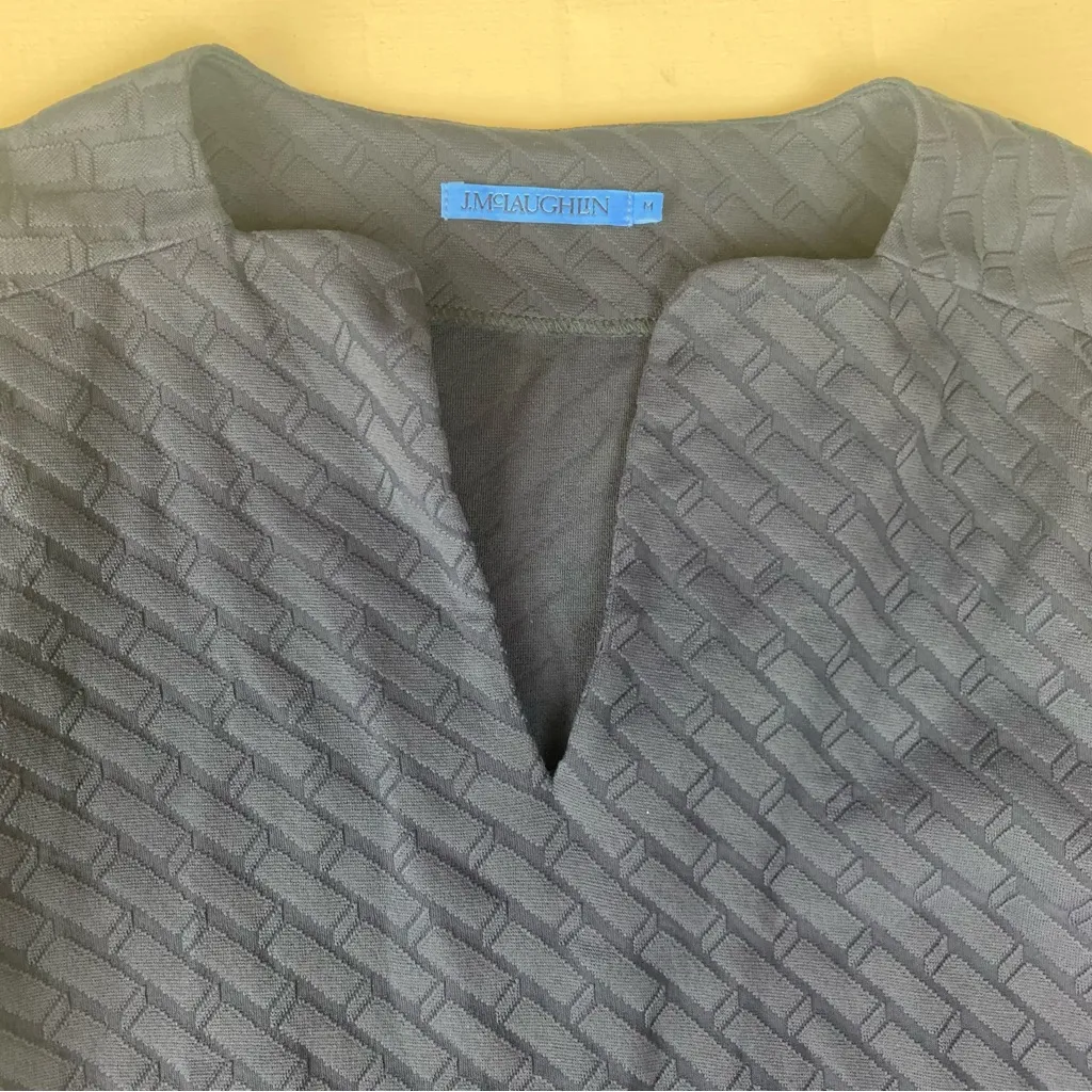 J. McLaughlin size medium Octavia navy blue jacquard dress knee length - Image 7