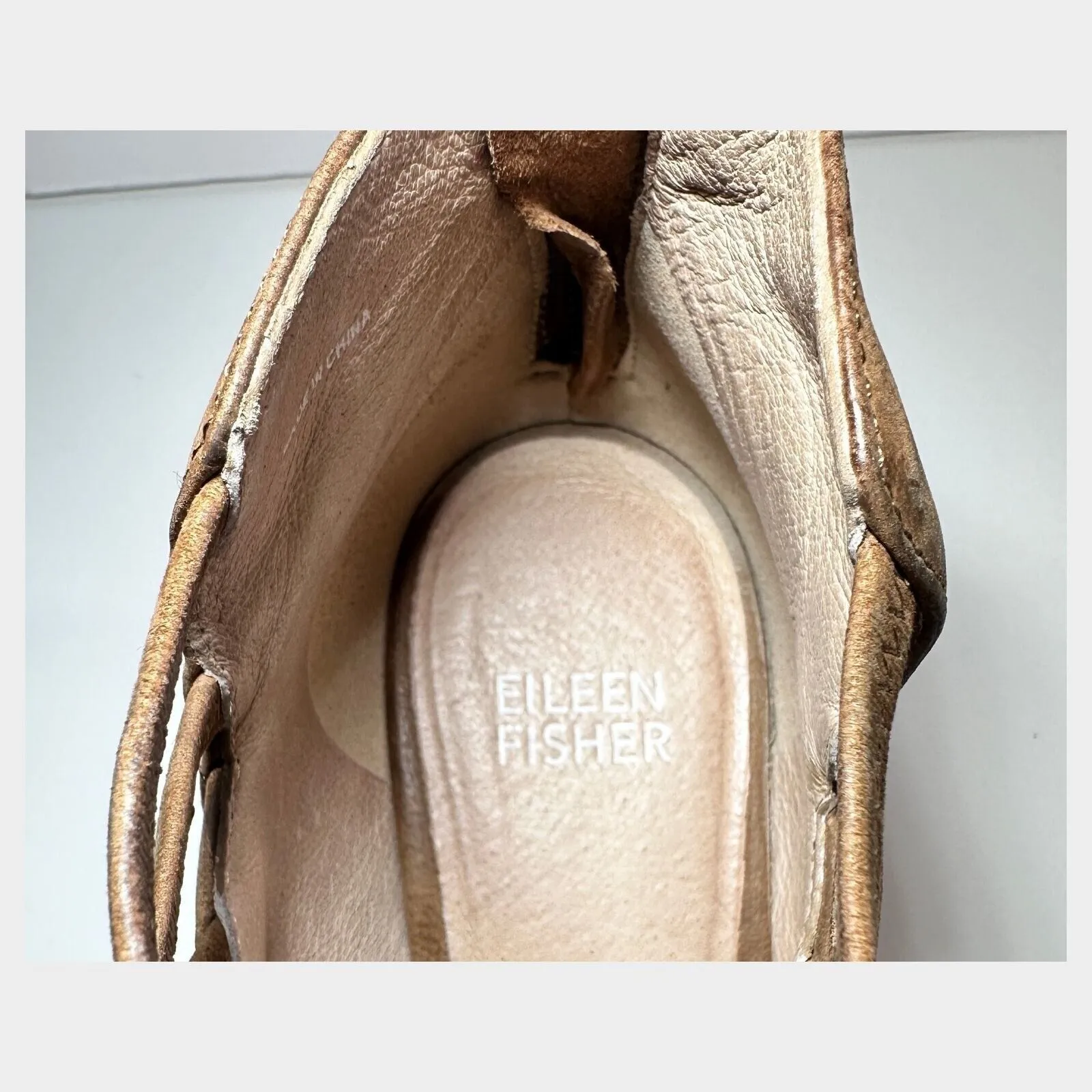 Eileen Fisher Vero Cucio Ankle Boots Sz 7.5 Strappy Peep Toe Western Cowgirl‎ - Image 8