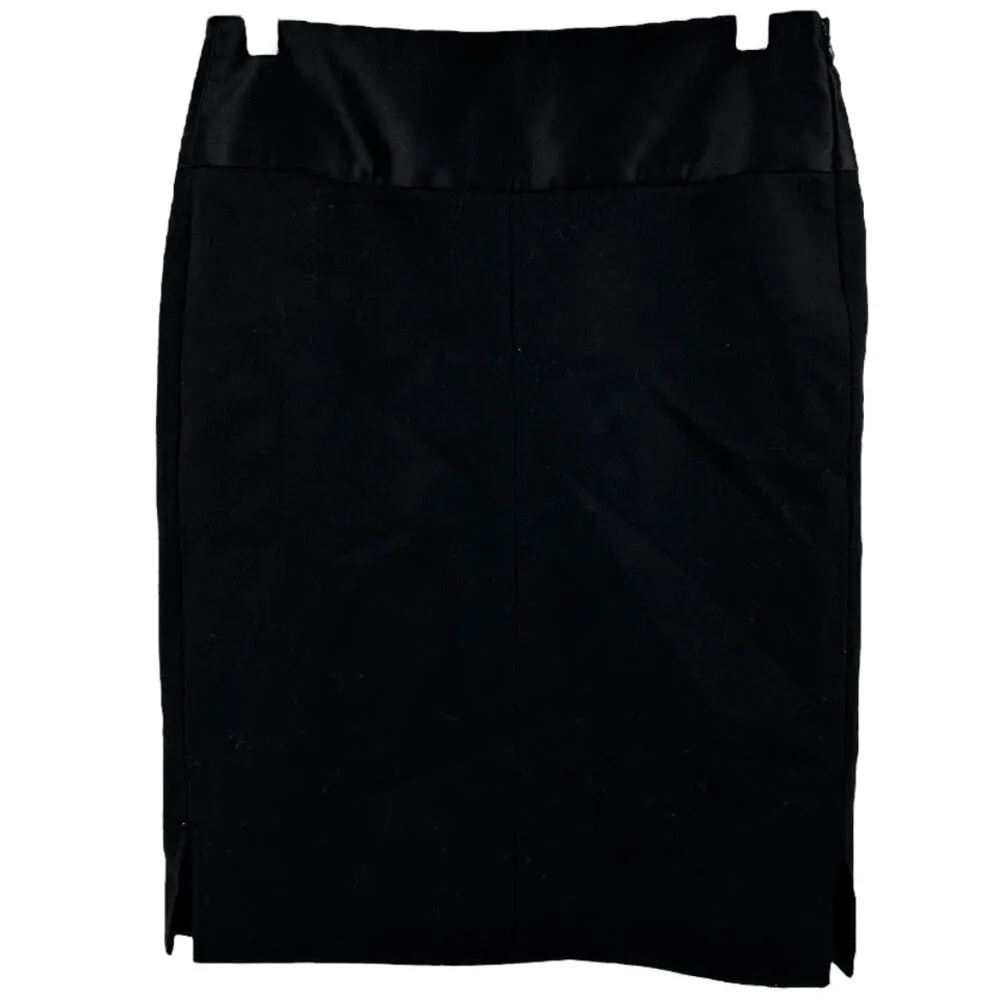 Theory Rokita Mini Pencil Skirt Side Zip Hem Vents High Waisted Wool Black 2 - Image 2