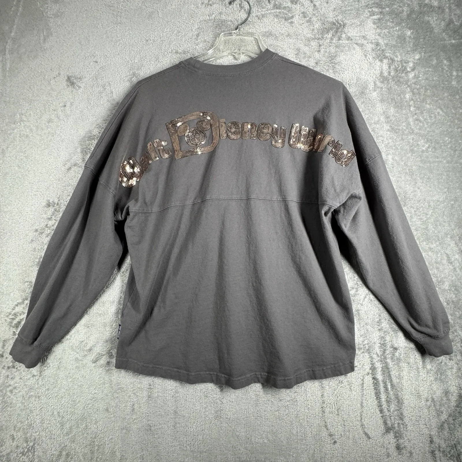 Disney Spirit Jersey Shirt Womens Large Gray‎ Rose Gold Sequin Walt Disney World - Image 3