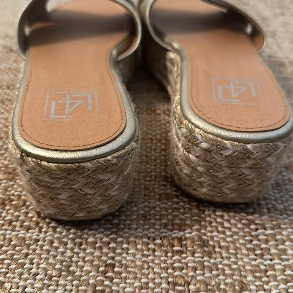 L4L Lust for Life Wedge Platform Metallic Raffia Sandals 8.5 Tan - Image 4