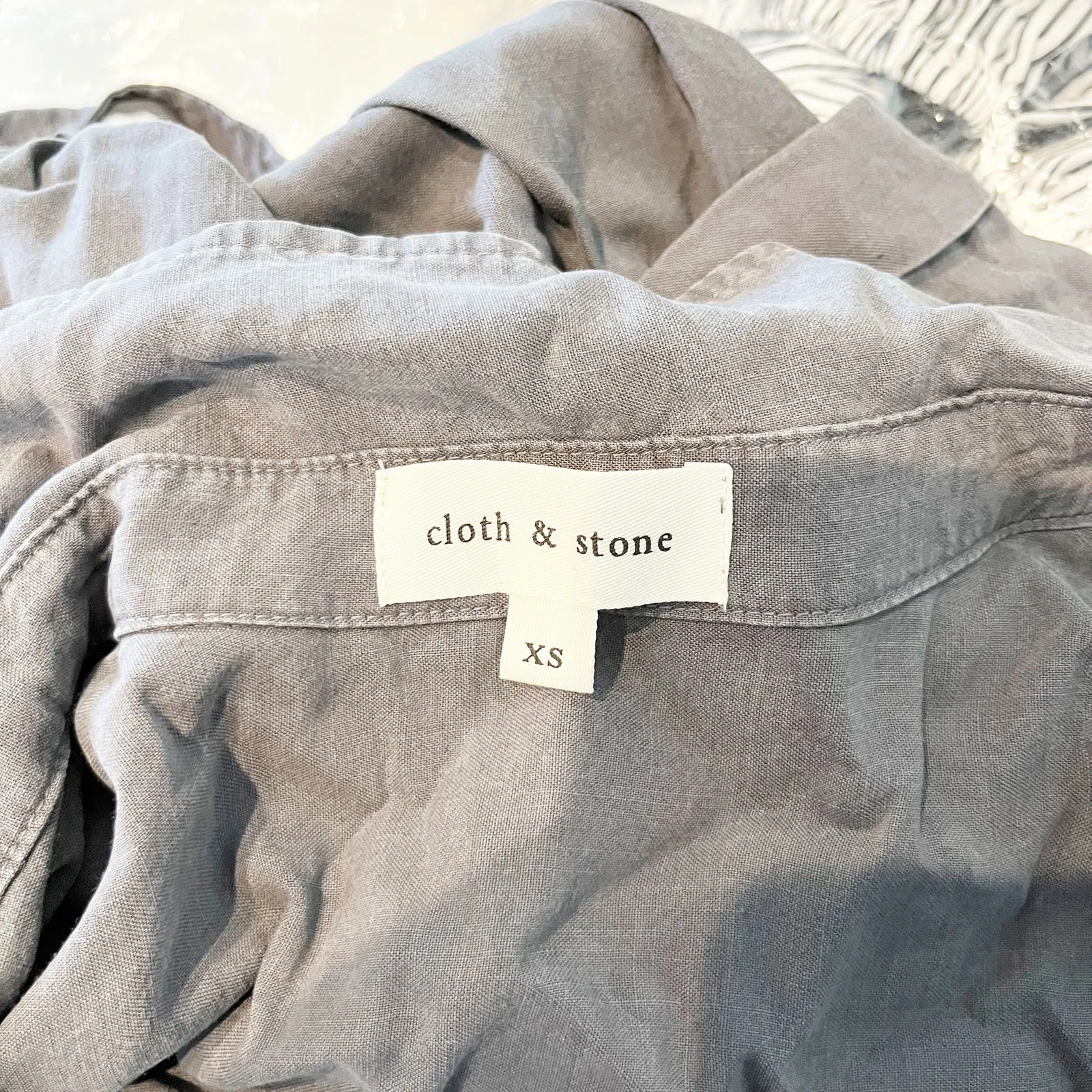 Cloth & Stone Tencel Lycocell Short Sleeve Belted Shorts Romper Gray XS - Image 3