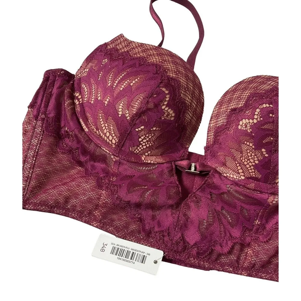 Adore Me Women Size 34B Bra Bralette Burgundy Lace NWT 10-D - Image 6
