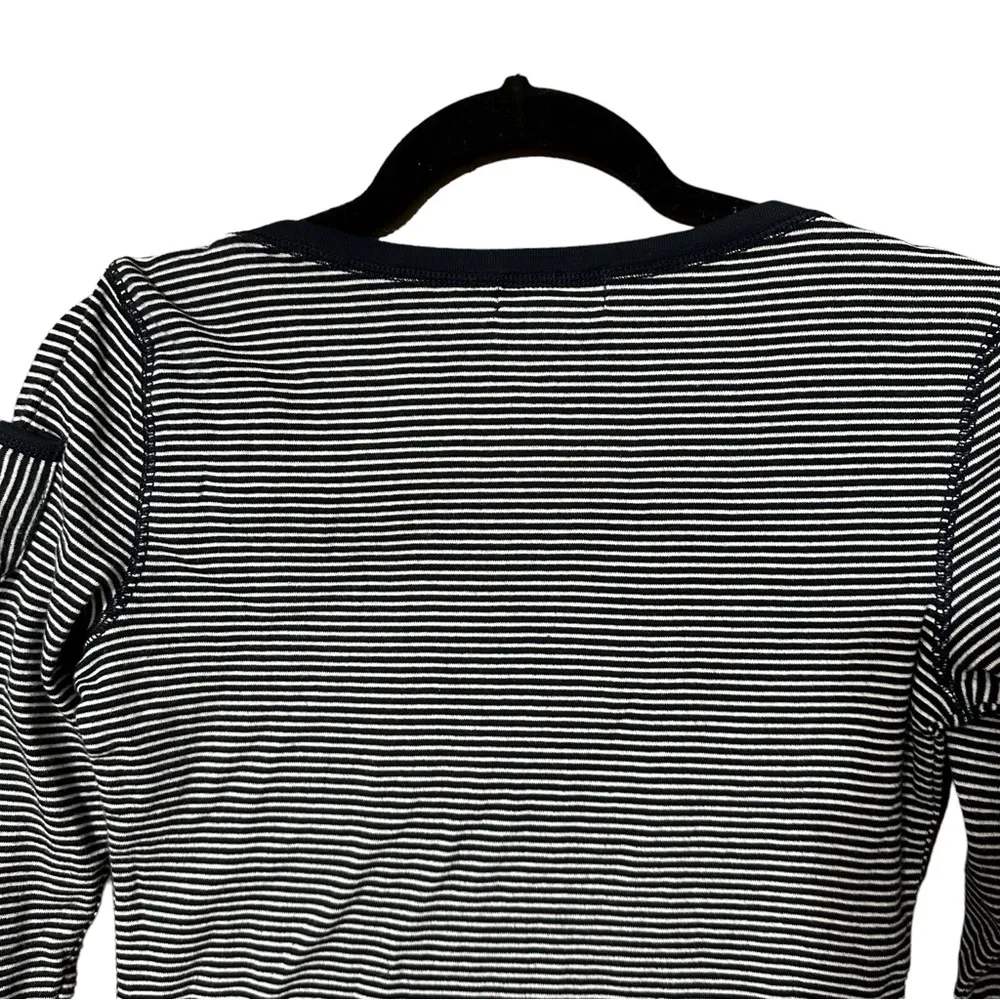 LRL Lauren Jeans Company Blue and White Striped Shirt Sz S - Image 5