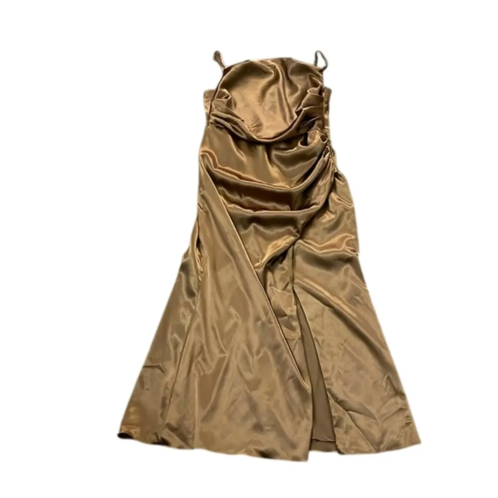 Birdy Grey Shiny Satin Rust Evening Gown Dress Womens Size XXL Bridesmaid - Image 3